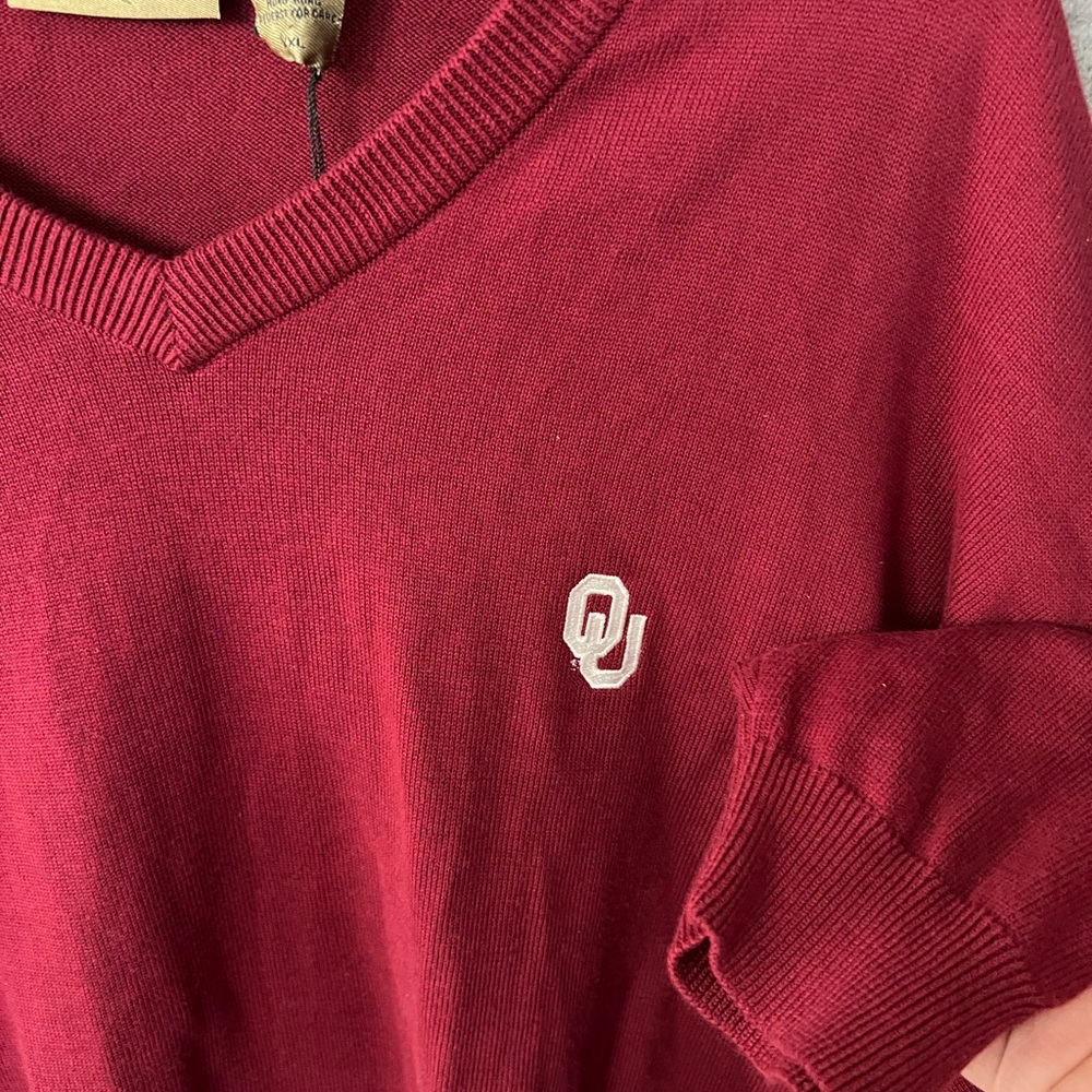 Oklahoma Sooners Men’s V Neck Sweater 2XL Crimson NWT